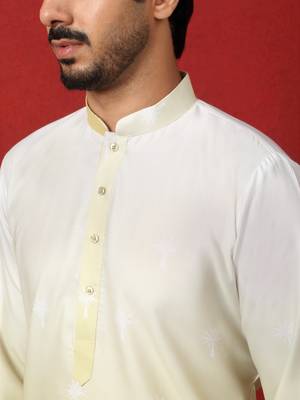 Cotton blend ombre printed green kurta with pyjamas 2