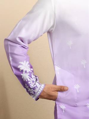 Cotton blend ombre printed purple kurta with pyjamas 4