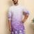 Cotton blend ombre printed purple kurta with pyjamas