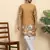 Self pattern royal motifs cotton blend beige kurta with pyjamas