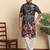 Floral print cotton blend ethnic wear black kurta with pyjamas