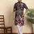 Floral print cotton blend ethnic wear black kurta with pyjamas