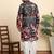 Floral print cotton blend ethnic wear black kurta with pyjamas