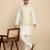 Silk blend solid cream kurta and churidar with zari embroidered cream nehru jacket