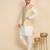 Silk blend solid cream kurta and churidar with zari embroidered beige nehru jacket