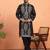 Cotton silk zari sequenced embroidered black kurta and trouser pant with dupatta