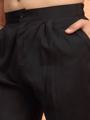 Cotton silk zari sequenced embroidered black kurta and trouser pant with dupatta 5