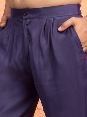 Cotton silk zari sequenced embroidered purple kurta and trouser pant with dupatta 5