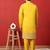 Cotton silk zari sequenced embroidered yellow kurta and trouser pant with dupatta