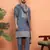 Cotton silk zari sequenced embroidered grey kurta and trouser pant with dupatta