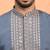 Cotton silk zari sequenced embroidered grey kurta and trouser pant with dupatta