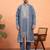 Cotton silk zari sequenced embroidered grey kurta and trouser pant with dupatta