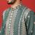 Cotton silk zari embroidered yoke design sequence green kurta and trouser pant with dupatta