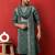 Cotton silk zari embroidered yoke design sequence green kurta and trouser pant with dupatta