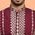 Cotton silk zari embroidered yoke design sequence maroon kurta and trouser pant with dupatta