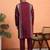 Cotton silk zari embroidered yoke design sequence maroon kurta and trouser pant with dupatta