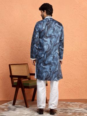 Cotton silk tie-dye printed blue kurta and trouser pant with dupatta 3