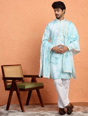 Cotton silk tie-dye printed green kurta and trouser pant with dupatta 1