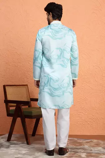 Cotton silk tie-dye printed green kurta and trouser pant with dupatta
