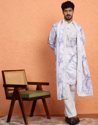 Cotton silk tie-dye printed mauve kurta and trouser pant with dupatta 1