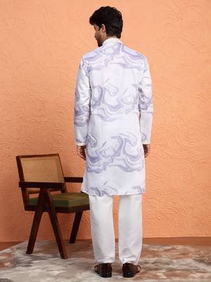 Cotton silk tie-dye printed mauve kurta and trouser pant with dupatta 3