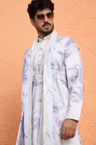 Cotton silk tie-dye printed mauve kurta and trouser pant with dupatta