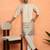 Cotton silk floral embroidered ombre beige kurta with trouser pant