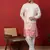 Cotton silk floral embroidered ombre pink kurta with trouser pant
