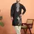 Cotton silk zari work embroidered black kurta with salwar