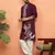 Cotton silk zari work embroidered purple kurta with salwar