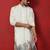 Cotton silk siroski work daman embroidered cream kurta with trouser pant