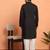 Cotton silk siroski work daman embroidered black kurta with trouser pant
