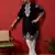 Cotton silk embroidered black kurta with trouser pant