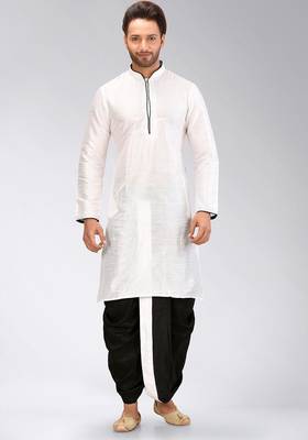 White dupon art silk kurta with pipepin work 1