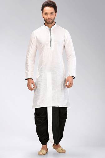 White dupon art silk kurta with pipepin work