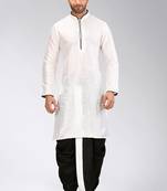 White dupon art silk kurta with pipepin work