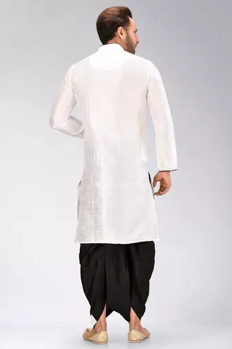 White dupon art silk kurta with pipepin work