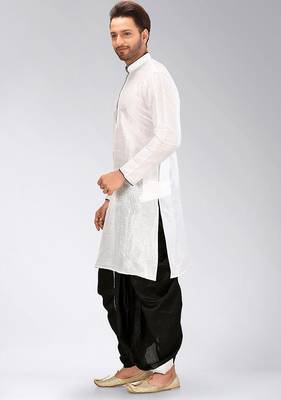 White dupon art silk kurta with pipepin work 3