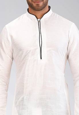 White dupon art silk kurta with pipepin work 4