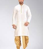 White dupon art silk kurta with pipepin work