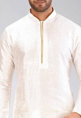 White dupon art silk kurta with pipepin work 3