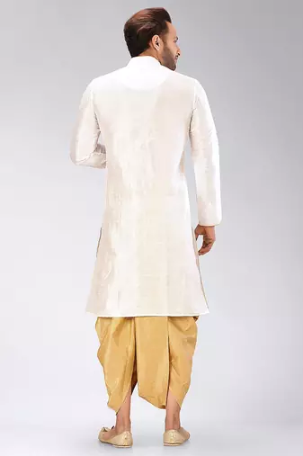 White dupon art silk kurta with pipepin work