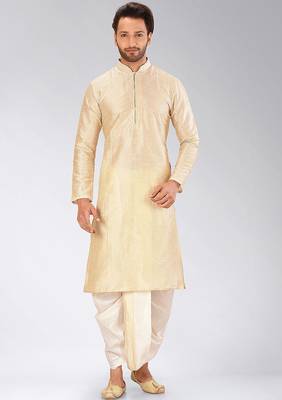 Fawn dupon art silk kurta with pipepin work 1