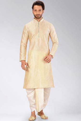 Fawn dupon art silk kurta with pipepin work