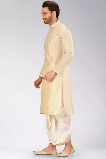 Fawn dupon art silk kurta with pipepin work
