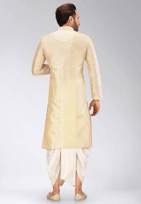 Fawn dupon art silk kurta with pipepin work 4