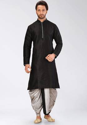 Black dupon art silk kurta with pipepin work 1