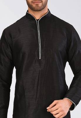 Black dupon art silk kurta with pipepin work 2