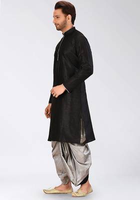 Black dupon art silk kurta with pipepin work 3