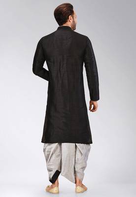 Black dupon art silk kurta with pipepin work 4